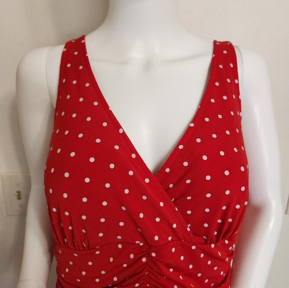 Red R&K polka dot sleeveless dress size 14 - Picture 3 of 11